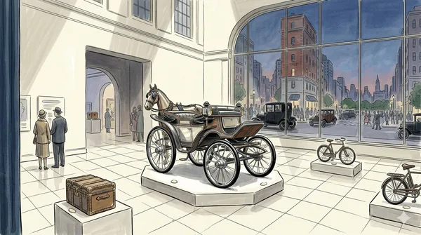 AI creativity limits illustrated: generative AI optimizes a horse and cart but cannot invent the car, showing optimization vs true originality